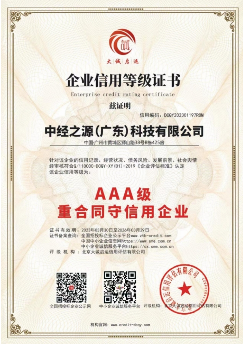 中经之源（广东）科技有限公司资质证书
